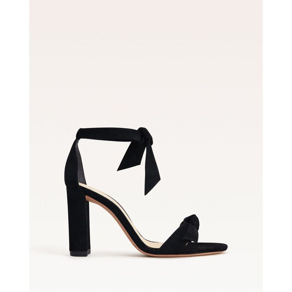 Alexandre Birman Black Suede Knot Ankle-Tie Block Heel Sandals